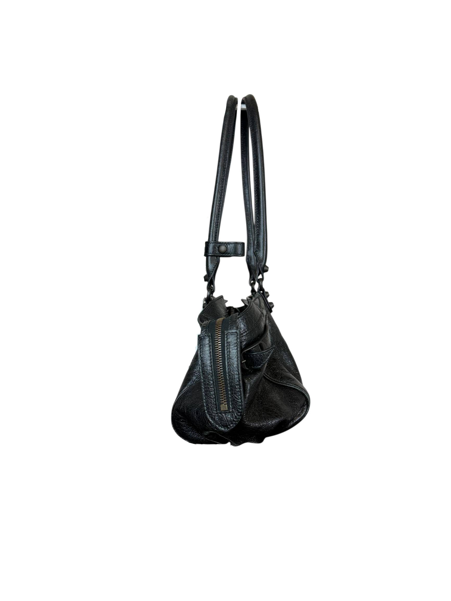 Balenciaga Le City East-West Black Leather Shoulder Bag