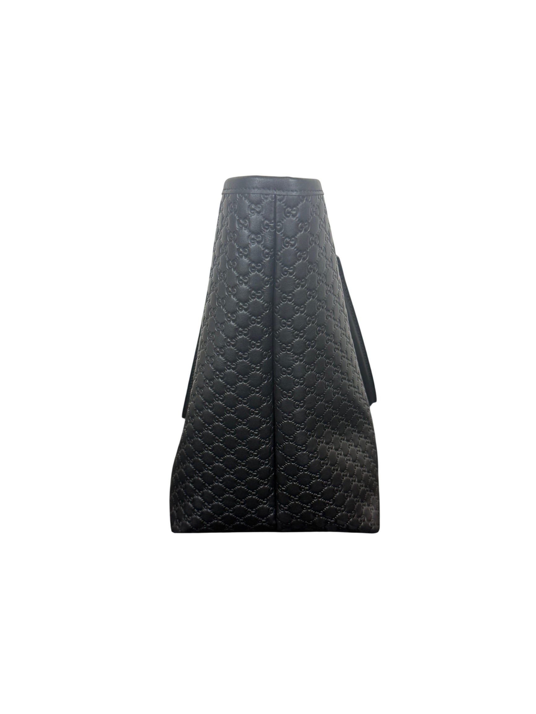 Gucci Large GG Emblem Black Leather Tote Bag