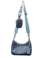 Prada Re-Edition 2000 Satin Crystal Mini Hobo Bag