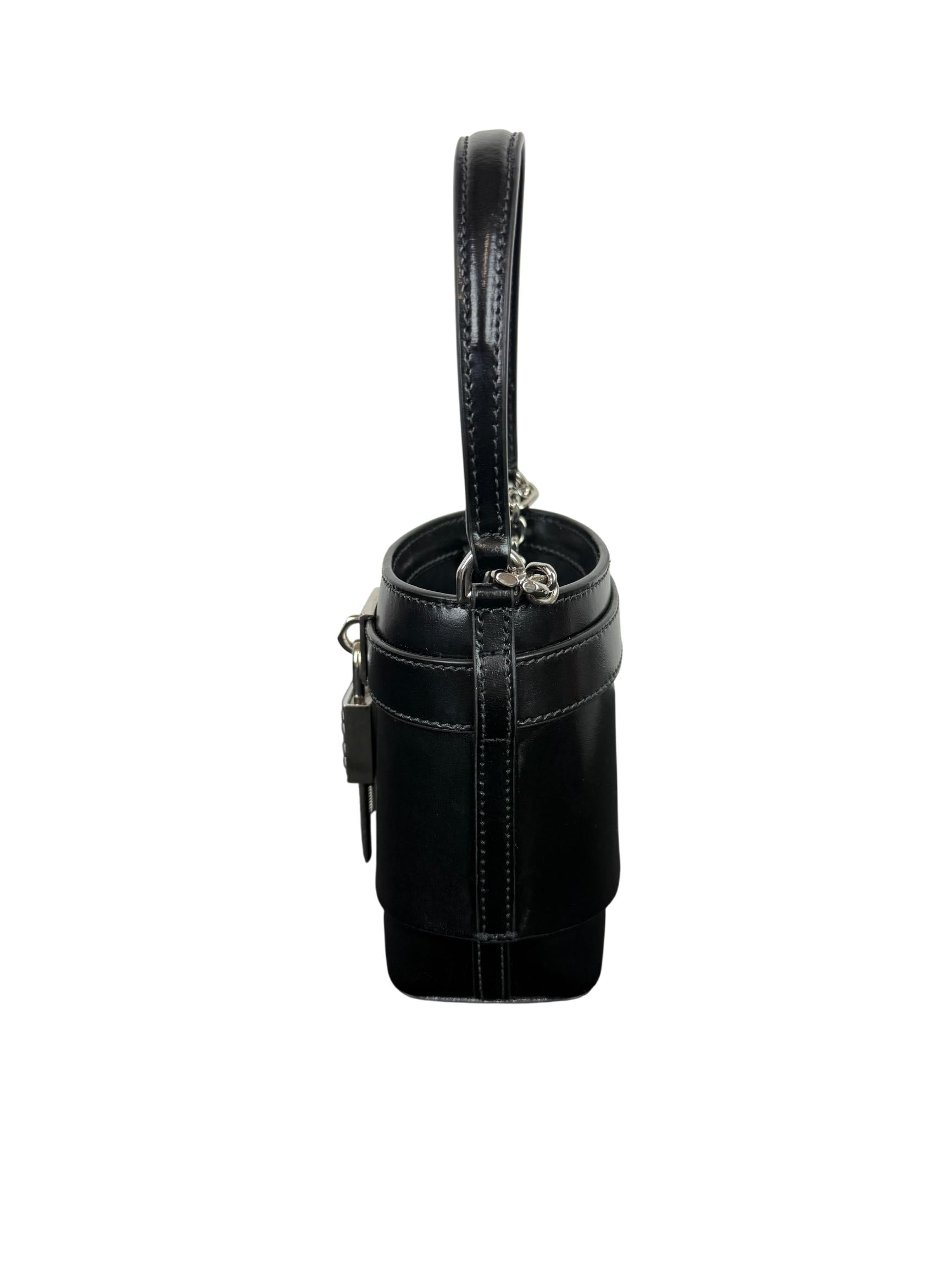 Givenchy Micro Shark Lock Box Calfskin Leather Bucket Bag, Black