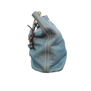 Prada Vitello Daino Hobo Bag Blue Leather Gold Hardware