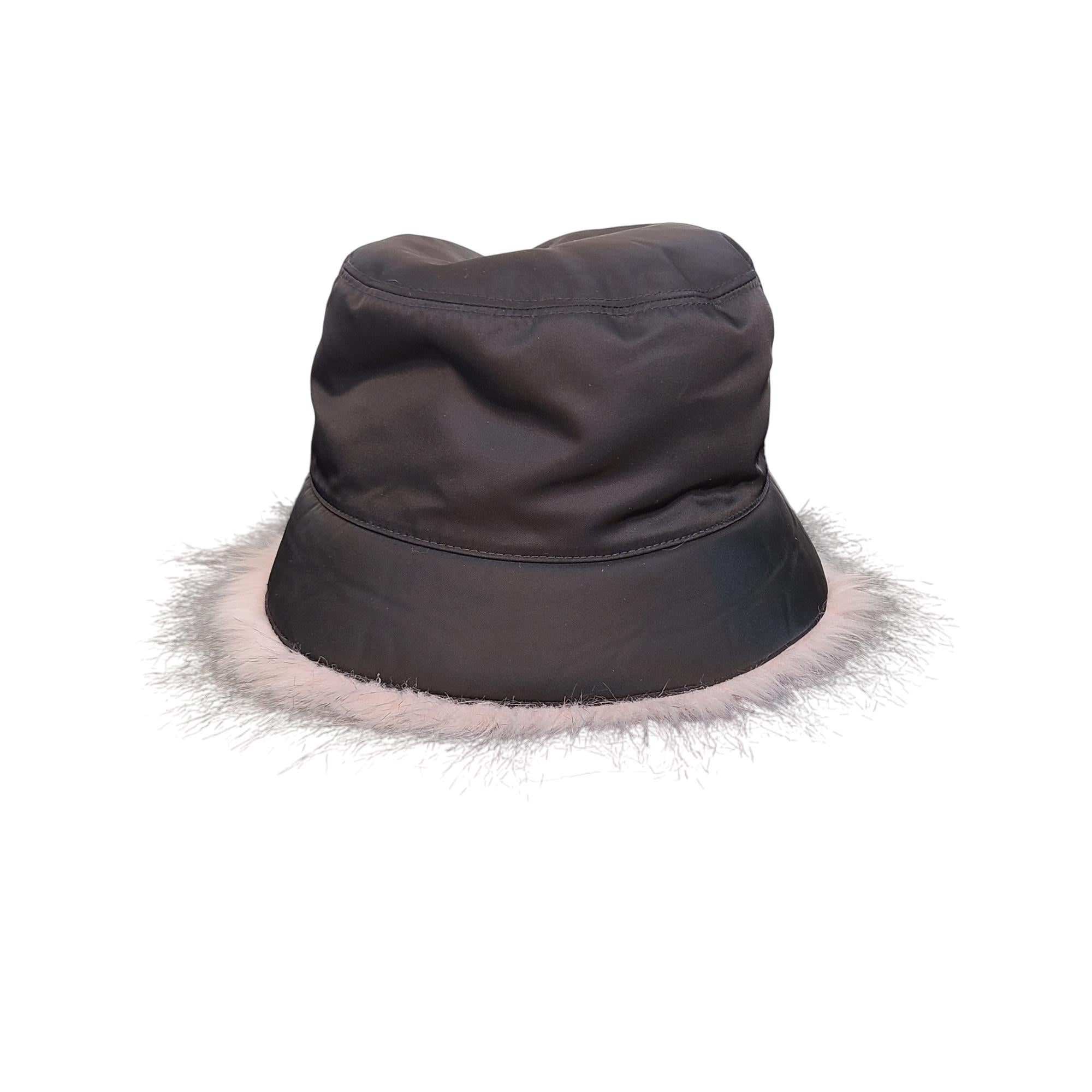 Prada Re-Nylon Faux Fur Bucket Hat
