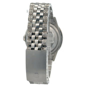 Rolex Oyster Perpetual Datejust 36mm , Roman Dial, Custom Diamond Bezel and Jubilee Band Stainless Steel Blue Dial