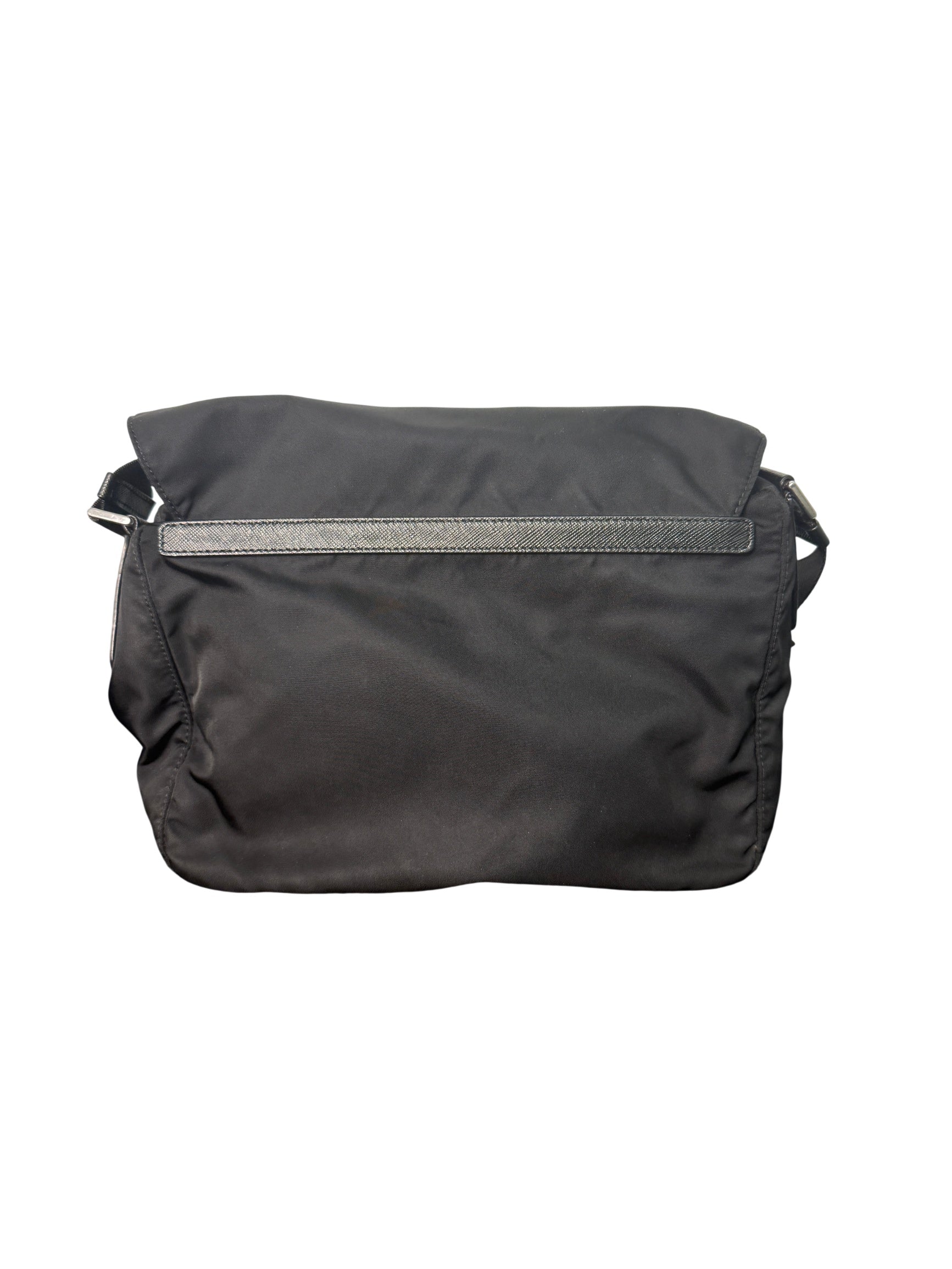 Prada Black Re-Nylon and Saffiano Leather Shoulder Messenger Bag