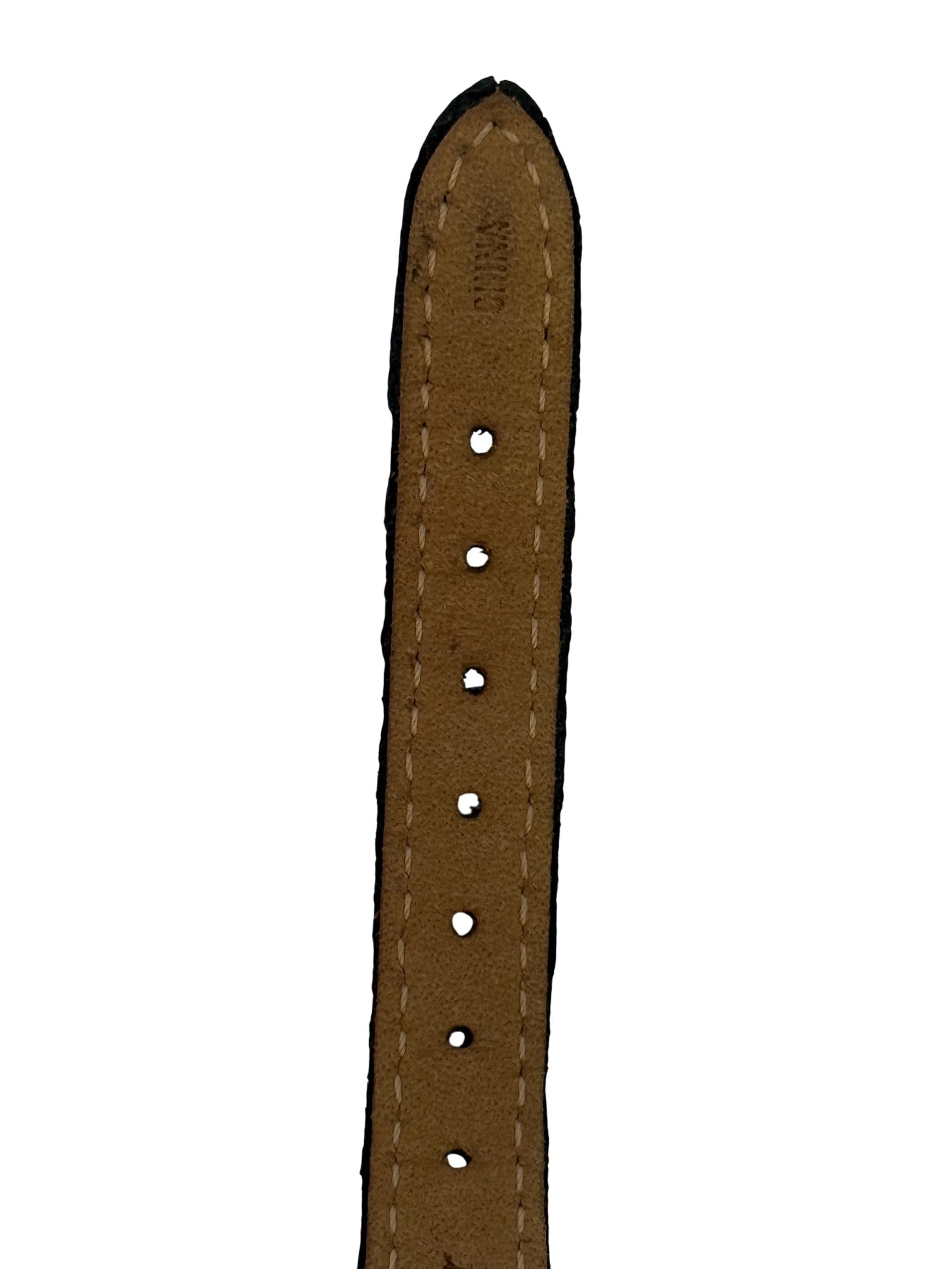 Lucien Piccard Black Crocodile-Embossed Genuine Leather Watch Strap with Gold Buckle C6062 27mm