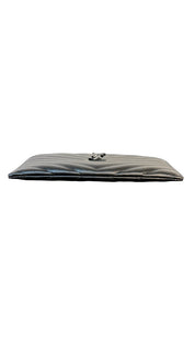 Saint Laurent Black Chevron Grain de Poudre Leather Zip Bill Pouch
