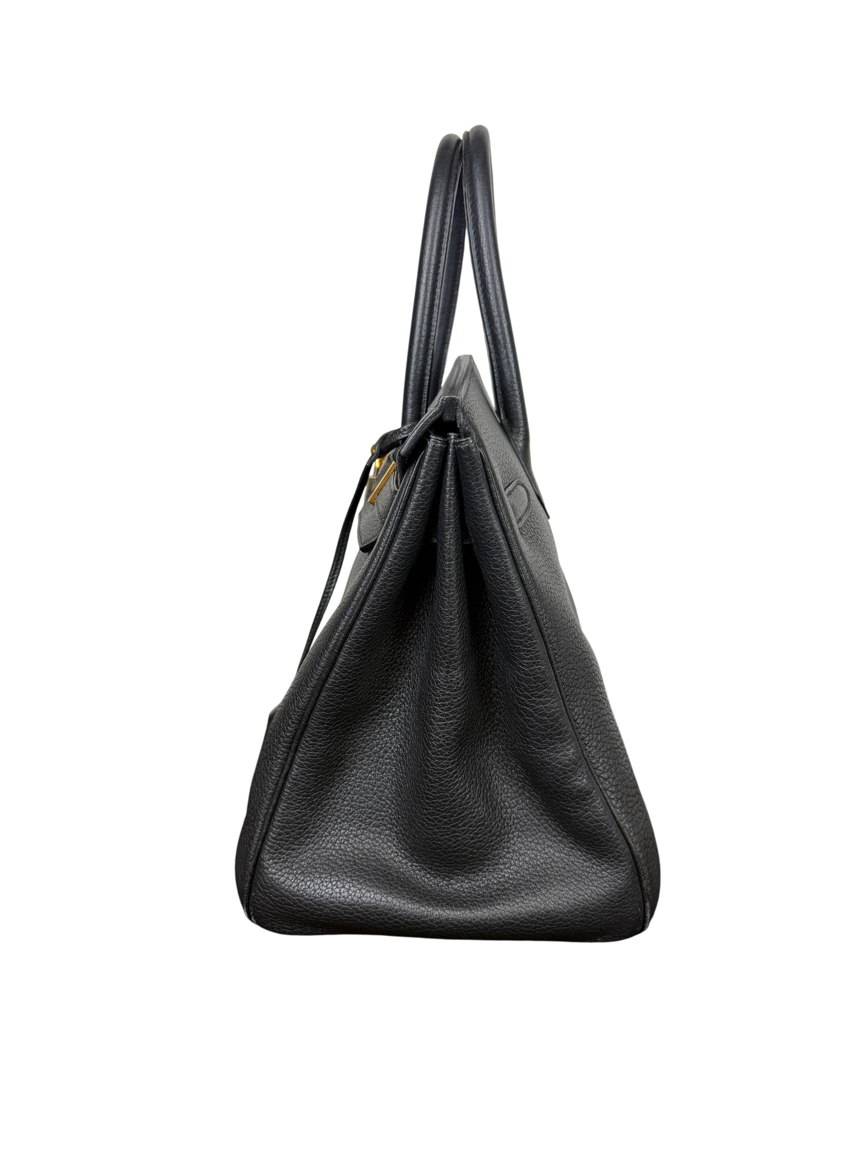 Hermès Birkin 35 Black Clemence Leather Handbag with Gold Hardware