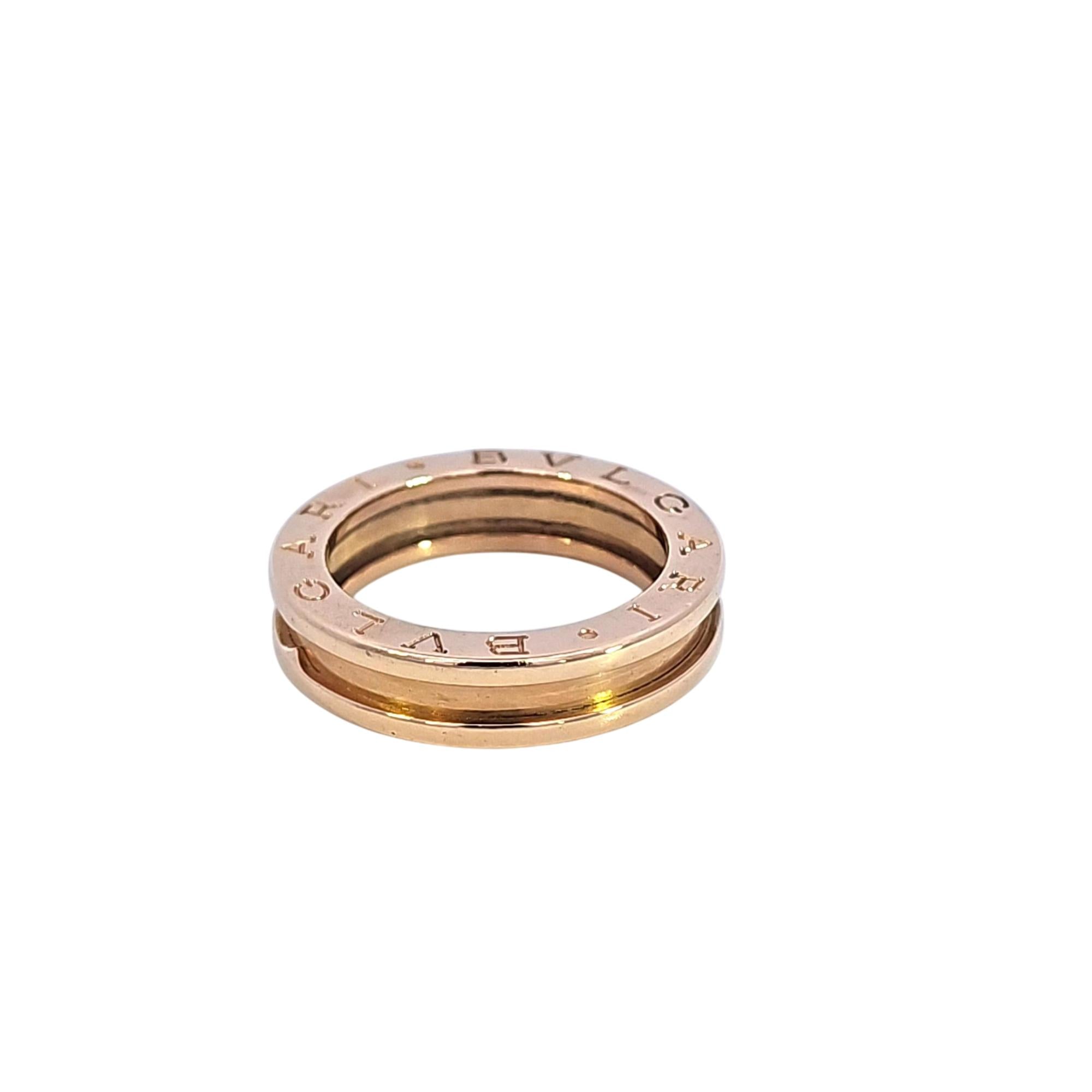 BVLGARI B.zero1 Ring, 1 Band, 18K Rose Gold, Size 52