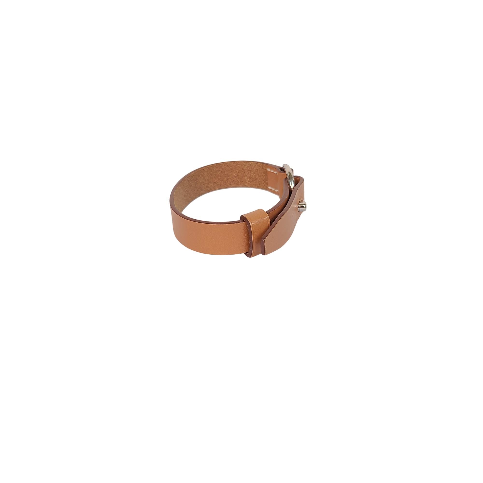 Hermès Nigel Leather Bracelet in Brown with Silver Hardware