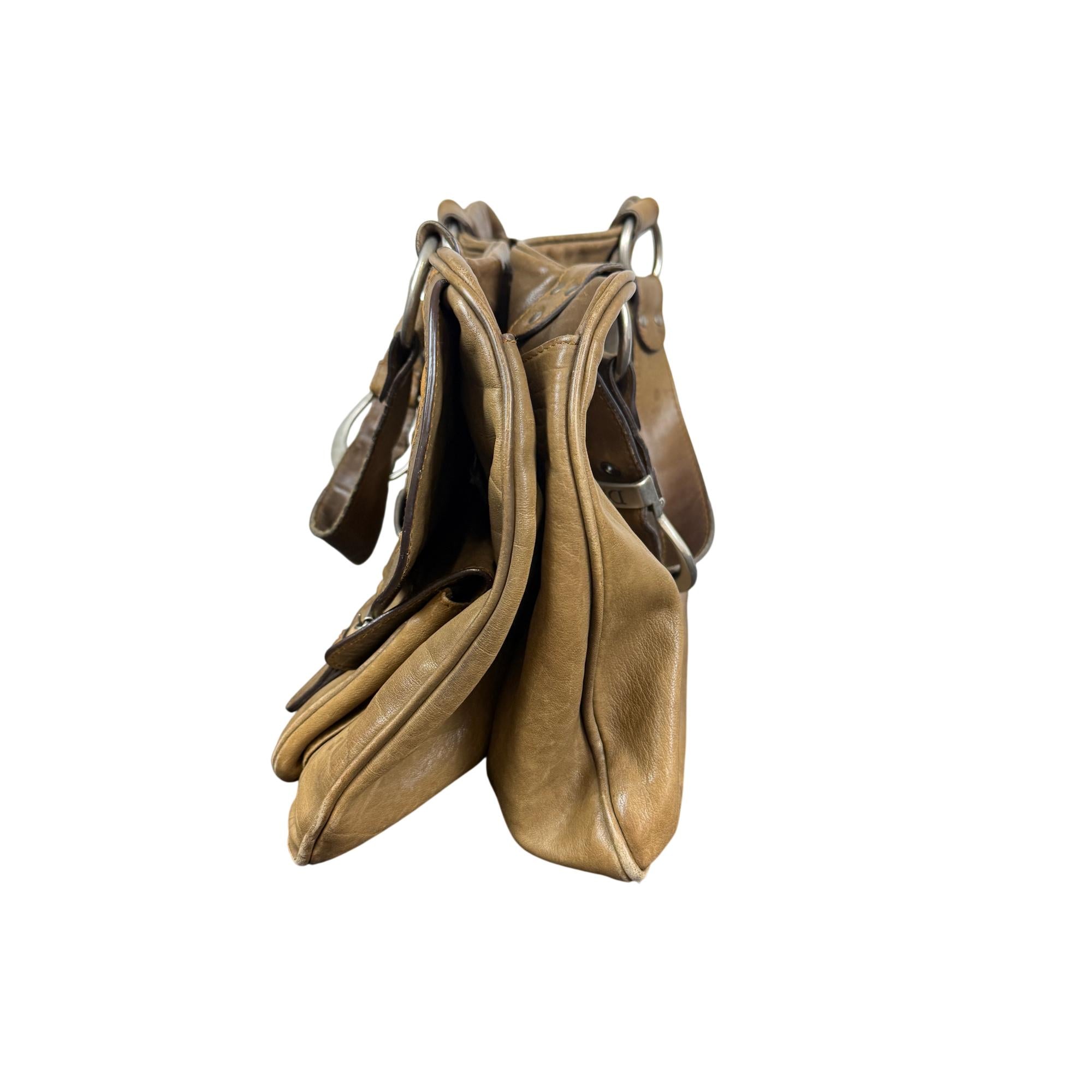 Christian Dior Gaucho Brown Leather Shoulder Bag