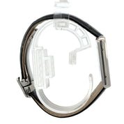 Cartier Tank Must Black Leather Strap Roman Numeral Watch Silver White Dial