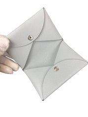 Hermès Calvi Epsom Leather Card Holder in Gris Perle