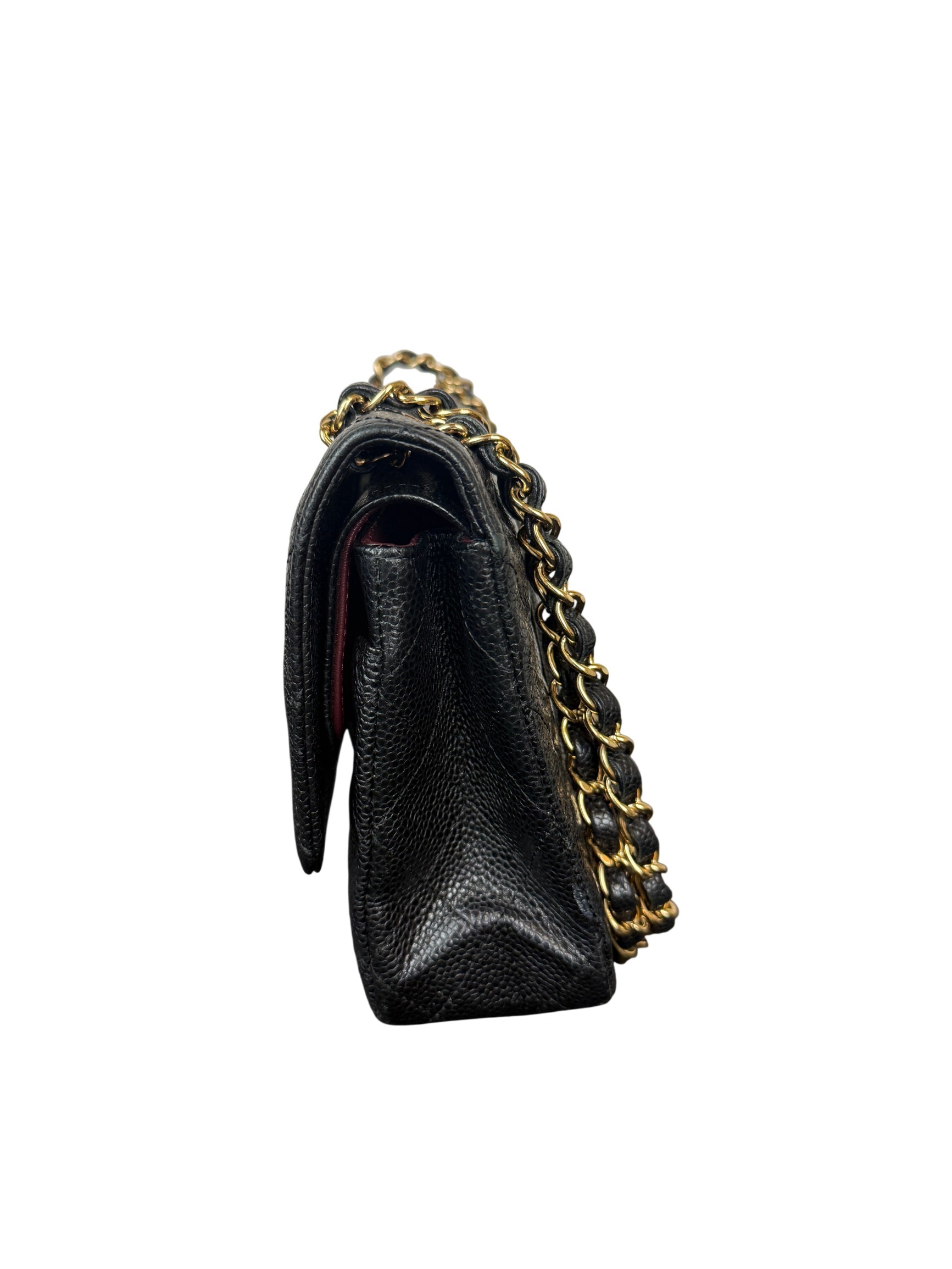 Chanel Medium Classic Flap Bag Black Caviar Leather with Gold Chain