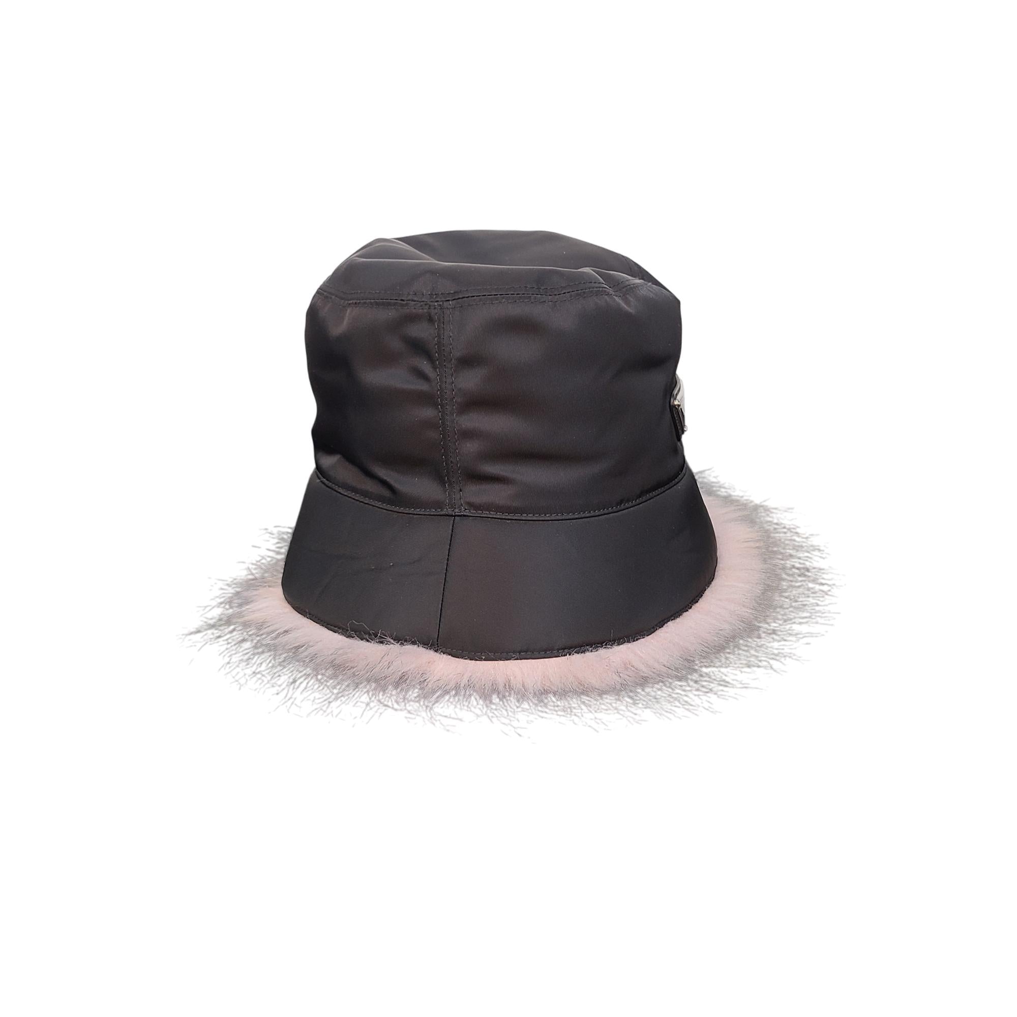 Prada Re-Nylon Faux Fur Bucket Hat