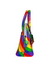 Balenciaga Multicolor Diagonal Rainbow Leather Small Ville Top Handle Bag