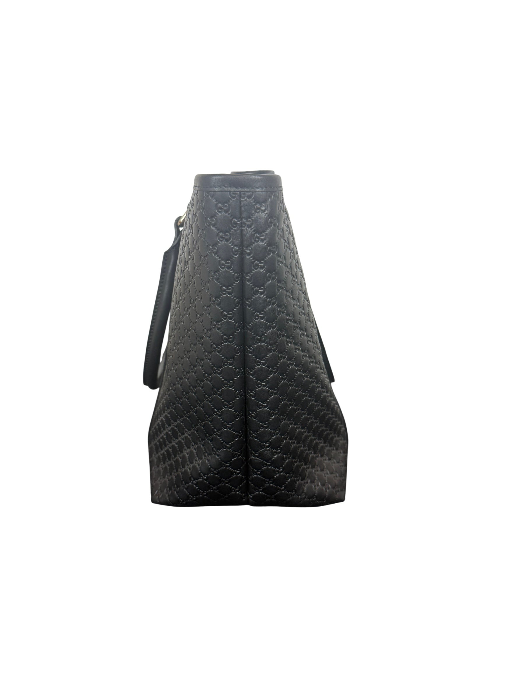 Gucci Large GG Emblem Black Leather Tote Bag