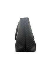 Gucci Large GG Emblem Black Leather Tote Bag