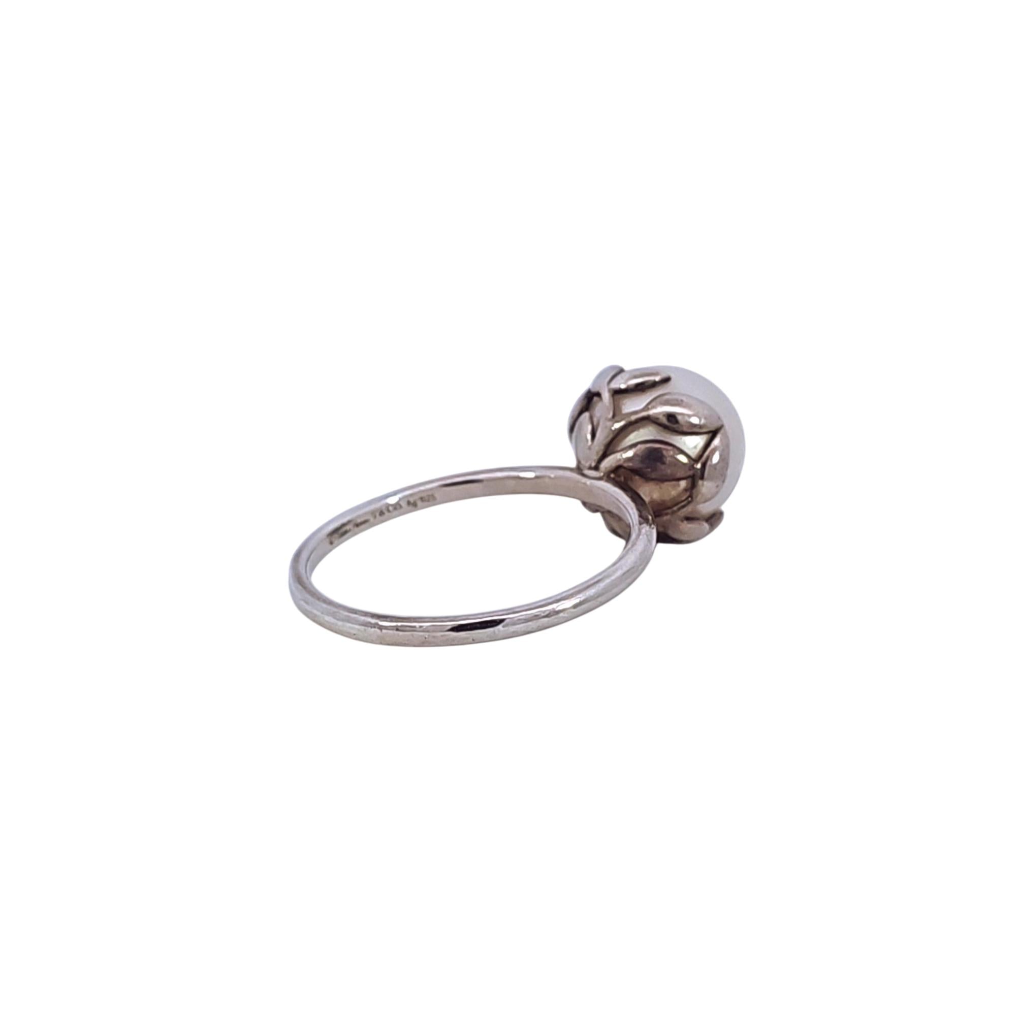 Tiffany & Co. Retired Paloma Picasso Olive Leaf Pearl Sterling Silver Ring