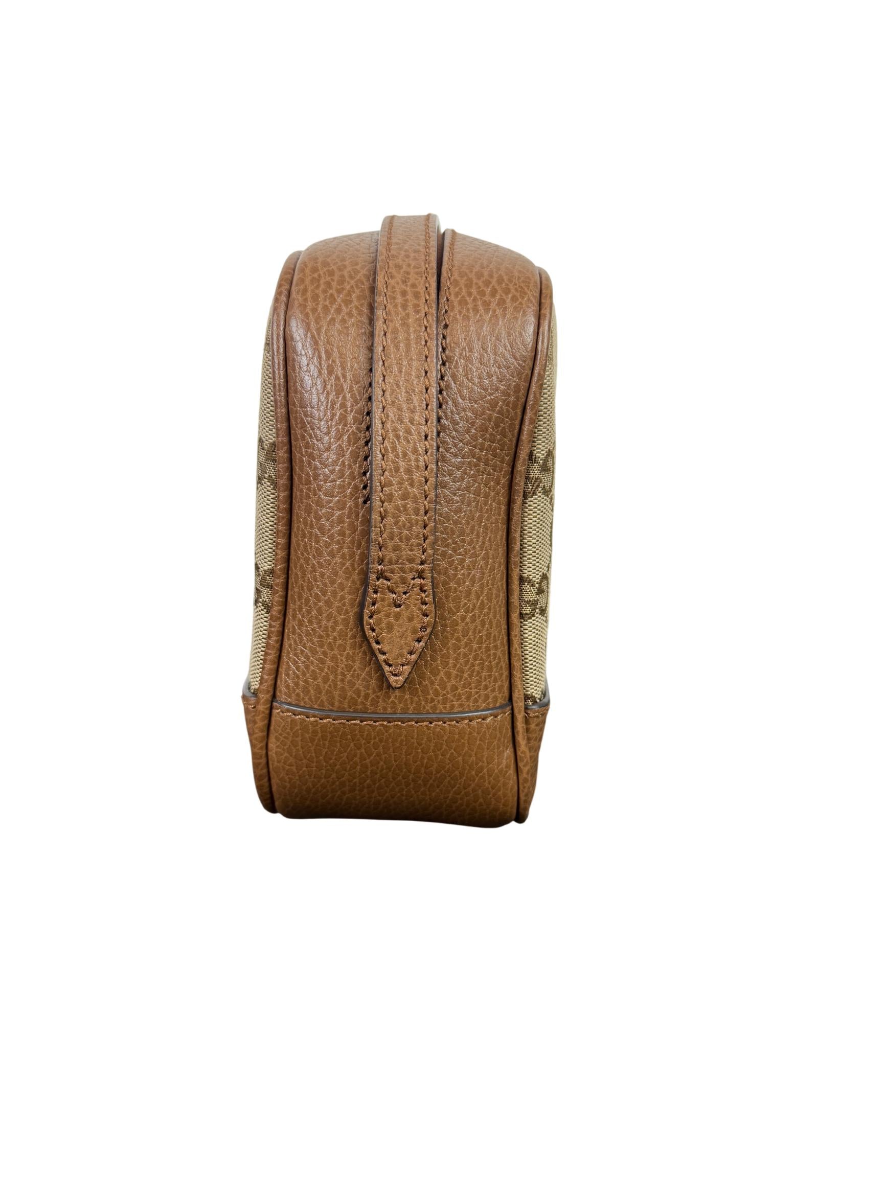 Gucci Bree GG Canvas Leather Crossbody Bag Beige/Brown