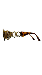 Givenchy Solaire Tortoiseshell & Gold Hexagonal Sunglasses