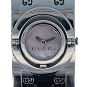 Gucci Twirl Heart Bangle SS Mother of pearl Reversible dial YA112501