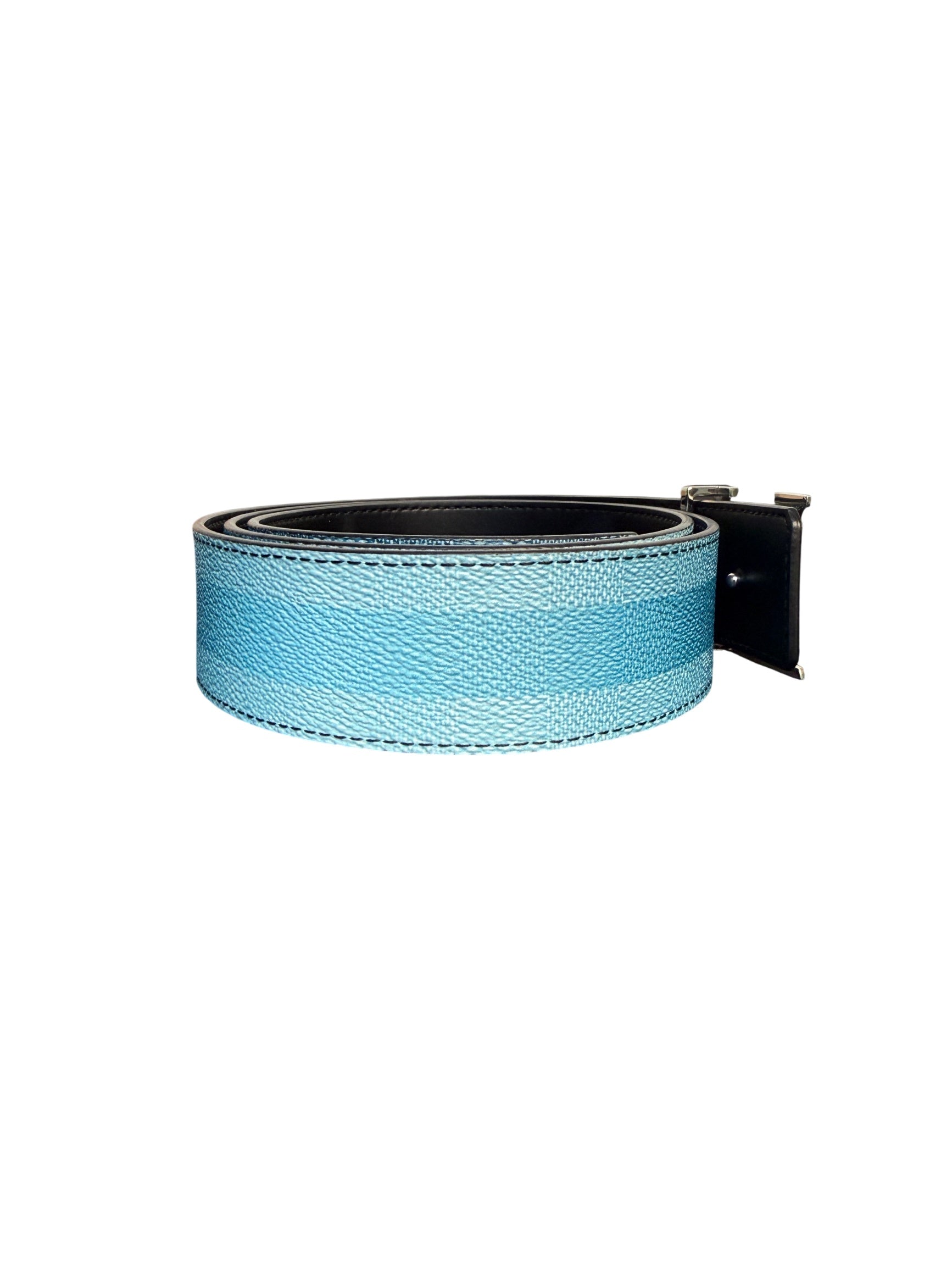 Louis Vuitton LV Initiales Damier Stripes 40mm Blue Reversible Belt