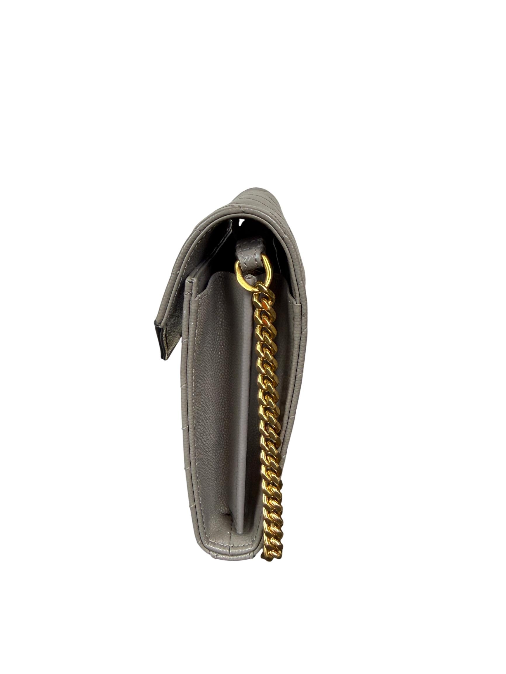 Yves Saint Laurent Grey Leather Chain Wallet