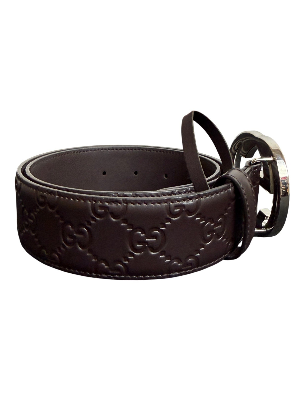 Gucci Guccissima Signature Interlocking G Brown Leather Belt