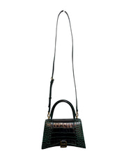 Balenciaga Crocodile Embossed Green Leather Handbag