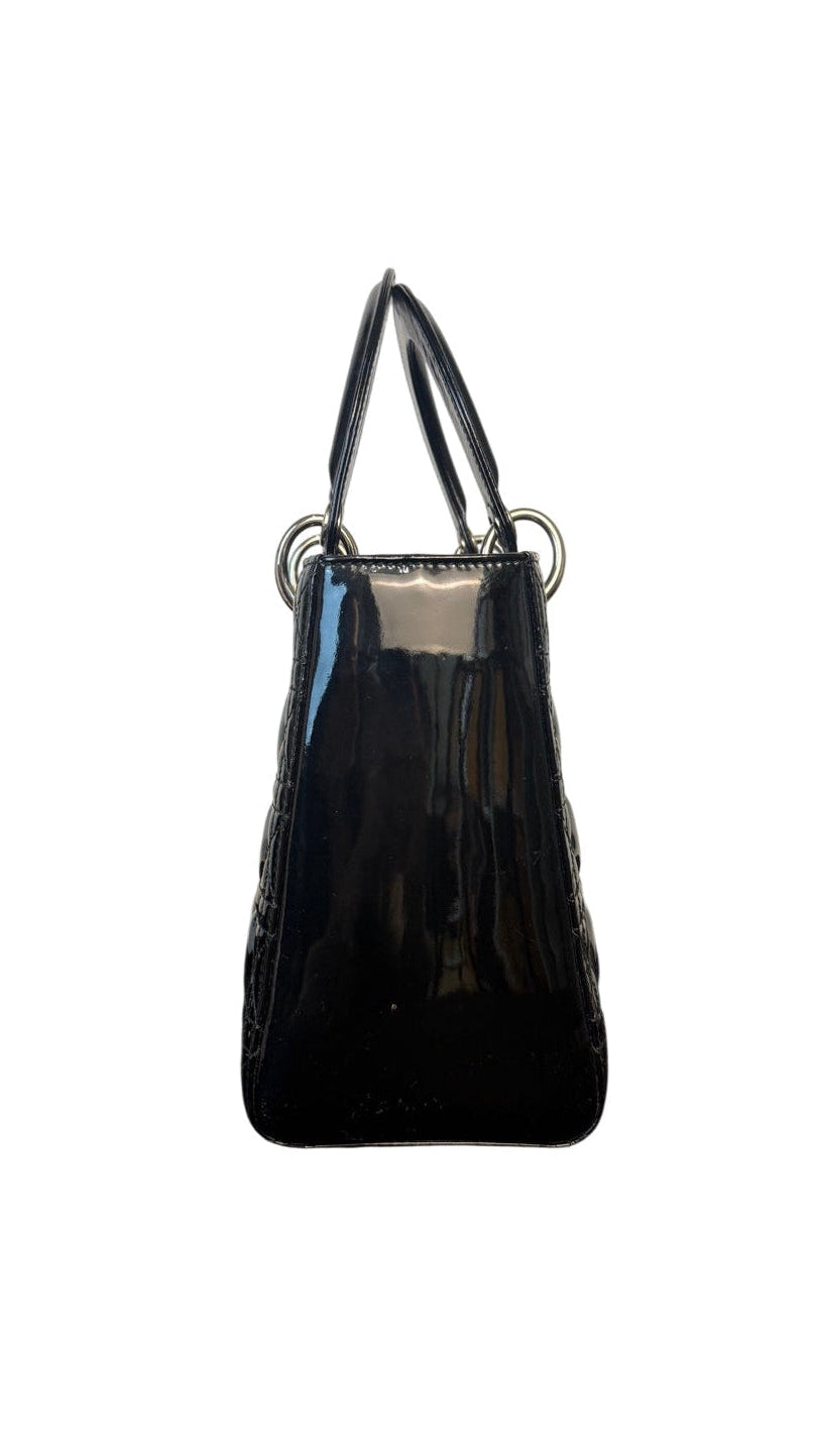 Dior Lady Dior Cannage Medium Patent Leather Handbag