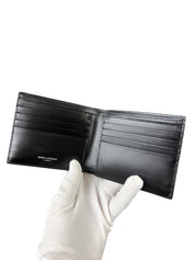 Saint Laurent Tiny Cassandre Black Leather Bifold Wallet