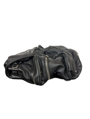 Alexander Wang Marti Rose Studded Multi Zip Black Lambskin Leather Backpack