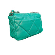 Chanel 19 Green Lambskin Small Flap Bag with Multi-Tone Chain