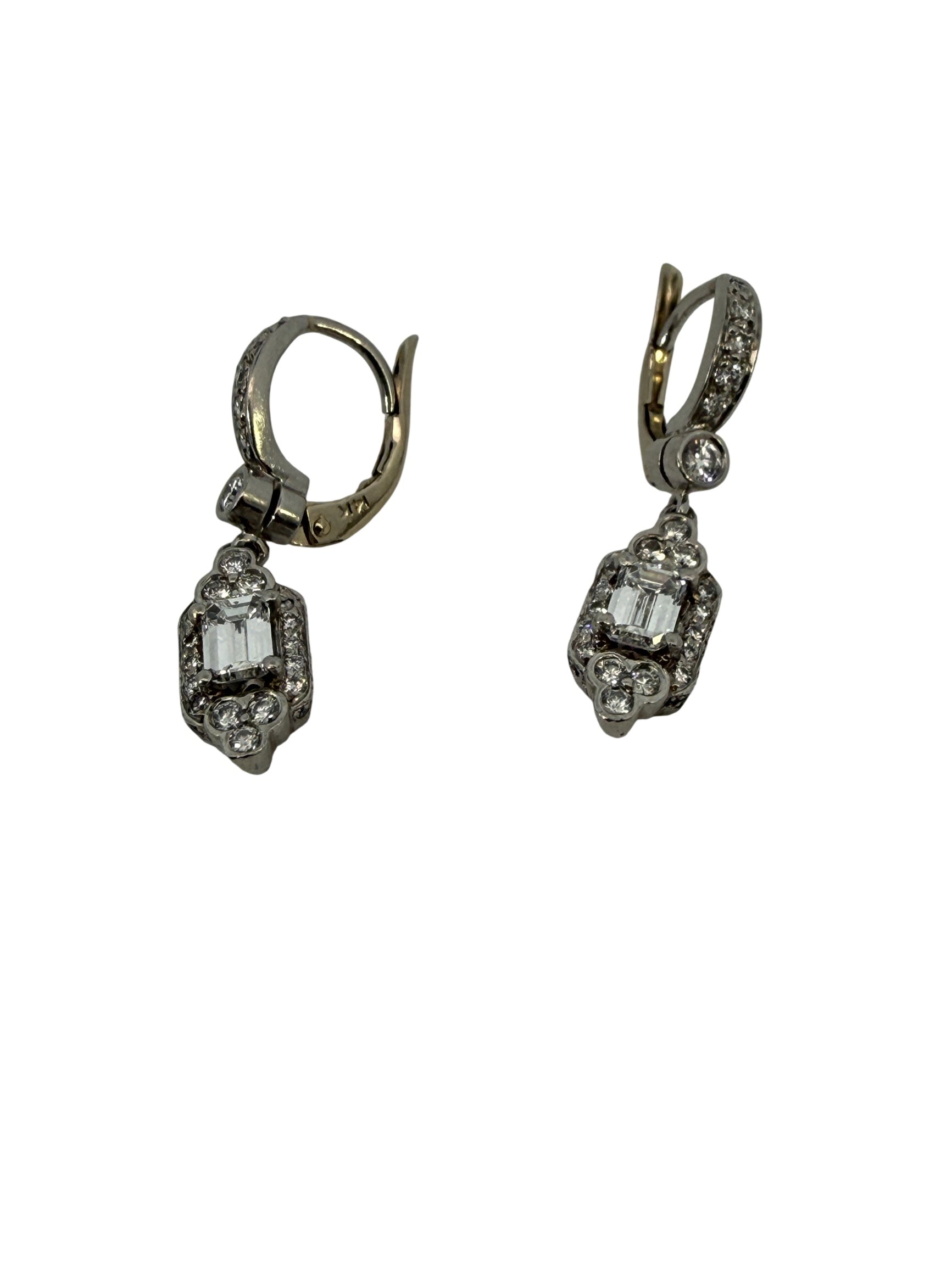 Platinum 1.64CTW C. Krapell PT950 Diamond Dangle Earrings