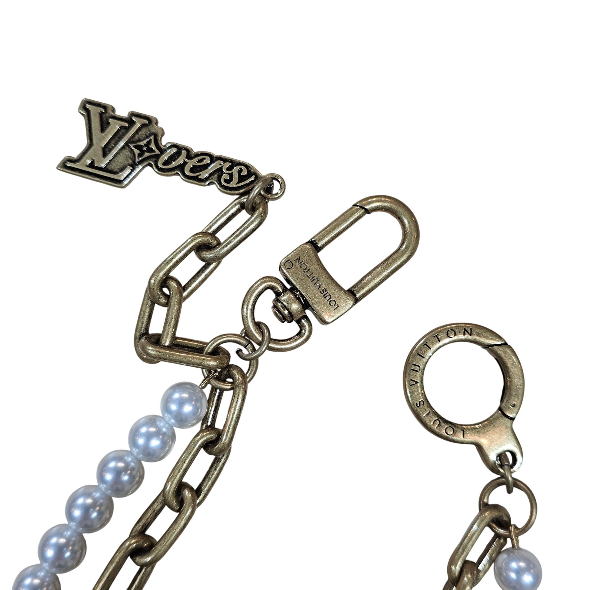 Louis Vuitton Pearl & Chain Bag Charm - Metal & Glass Pearl LV