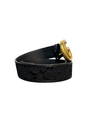 Gucci GG Marmont Thin Belt in Black Leather