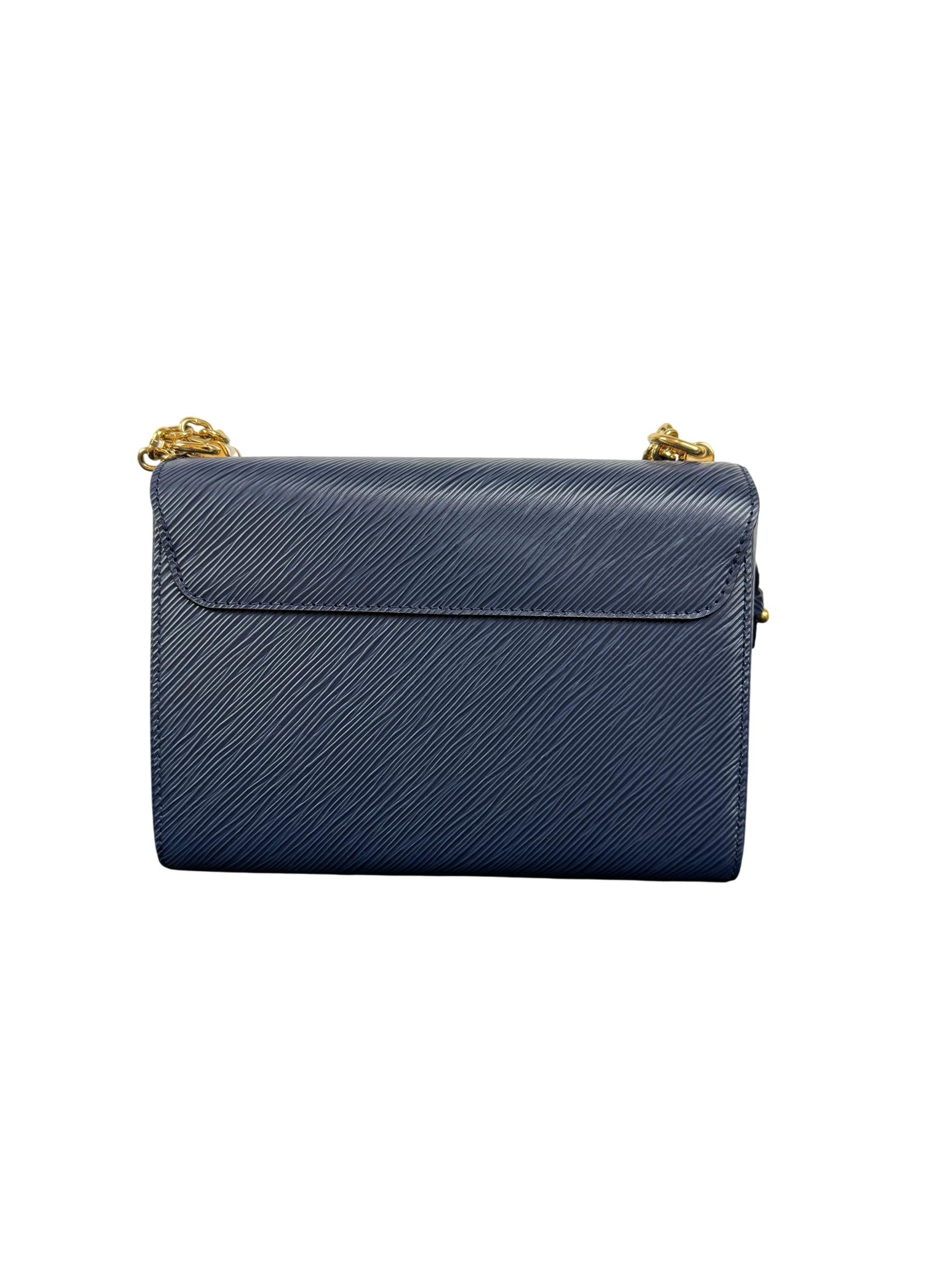 Louis Vuitton Twist MM Epi Leather Shoulder Bag Indigo with Gold Chain