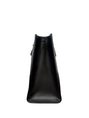 Fendi Sunshine Medium Black Calfskin Leather Tote Bag with Tortoise Shell Handle