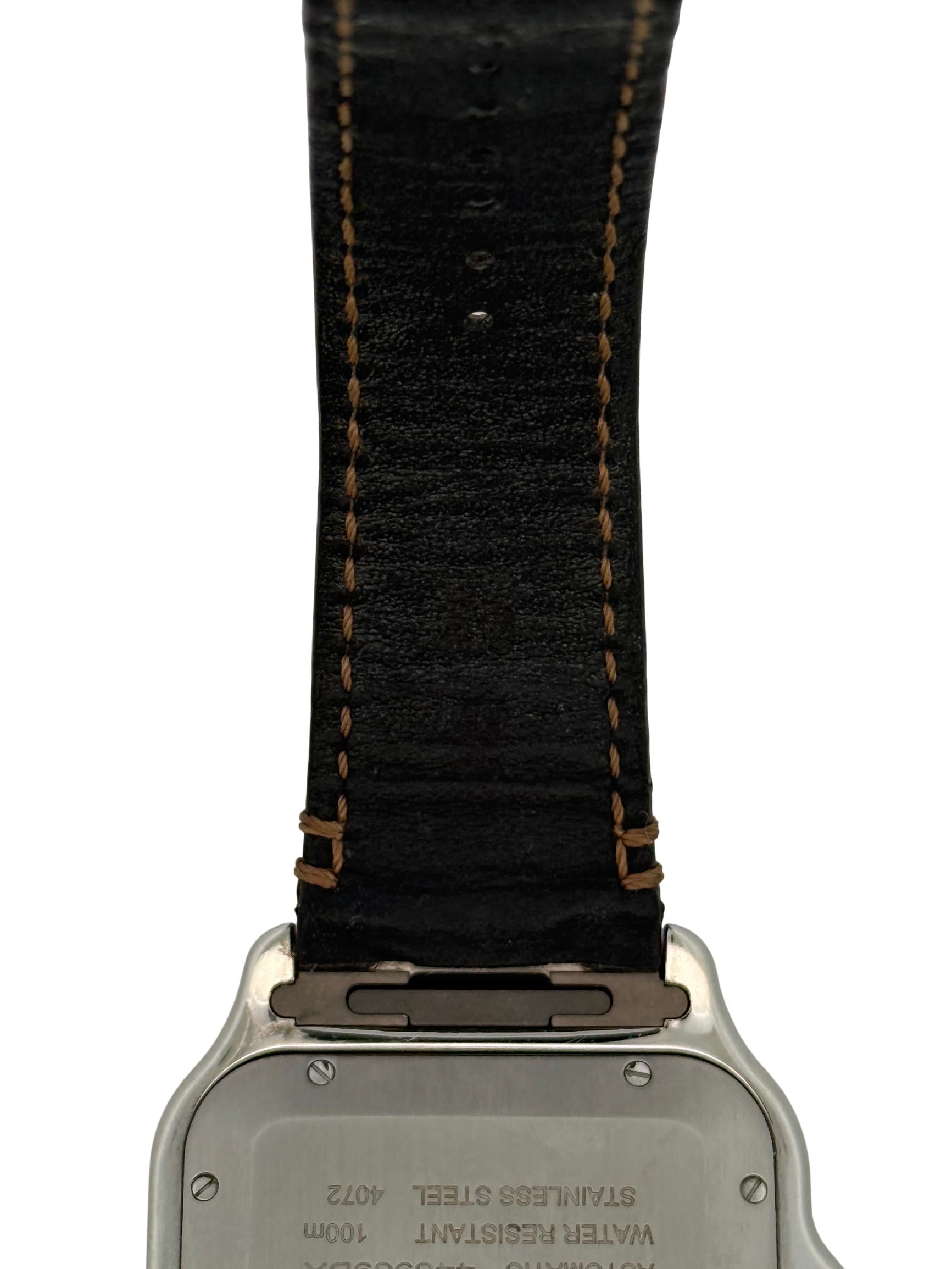 Cartier Santos Automatic Stainless Steel Watch with Custom Brown Epsom Leather Quickswitch Strap, Model 4072 35mm