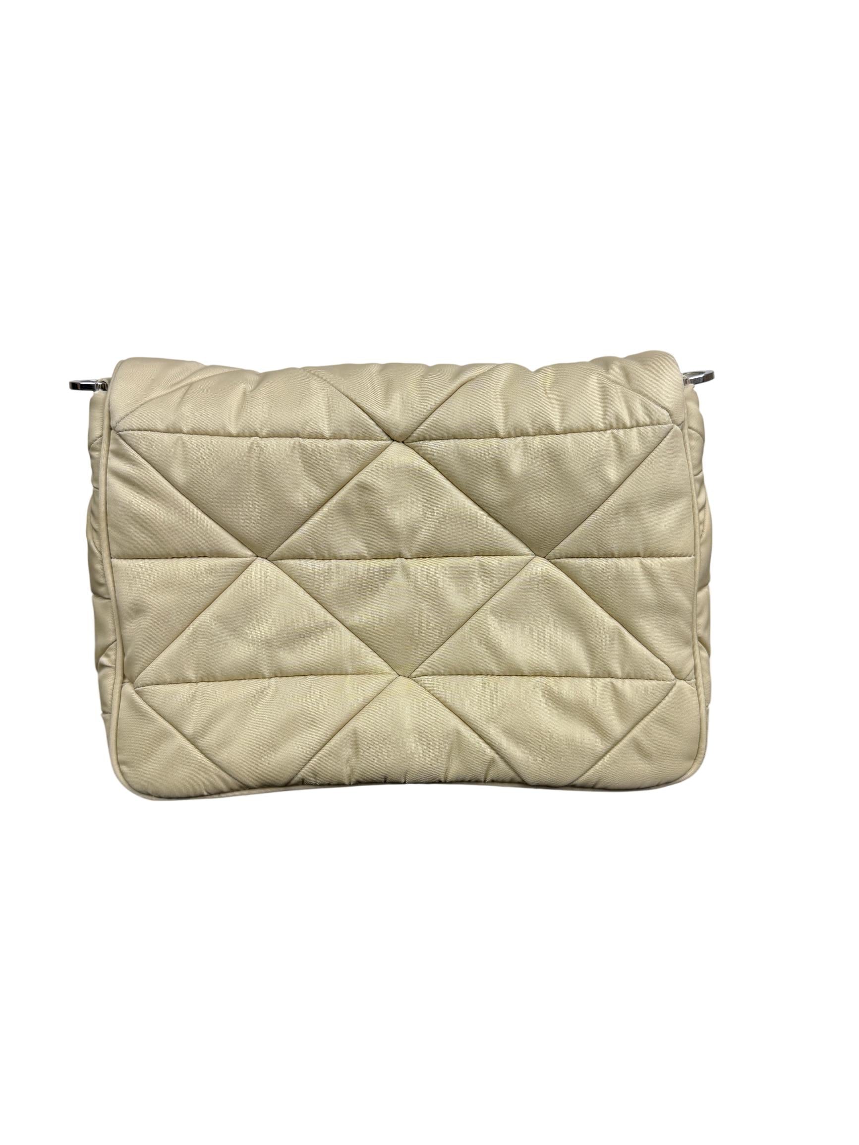 Prada Desert Beige Padded Re-Nylon Flap Shoulder Bag