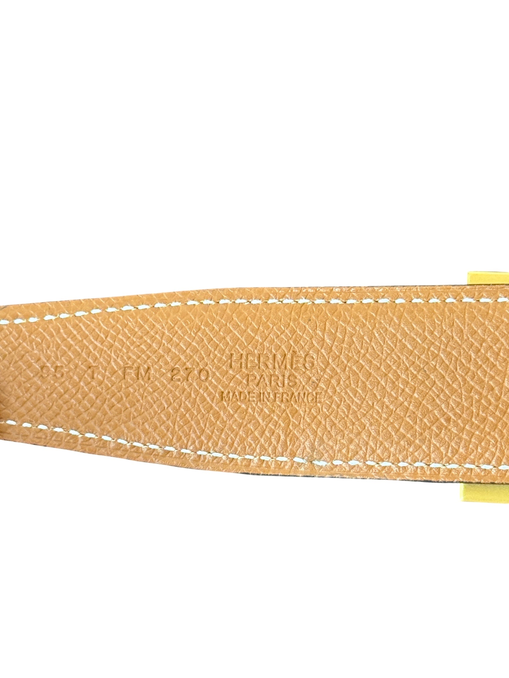 Hermès H Reversible Leather Belt Black/Brown with Gold Hardware