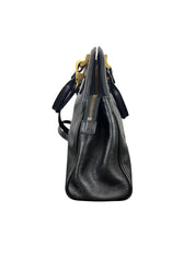 Gucci Re Belle Medium Top Handle Bag Black Leather with Gold Tiger Head Hardware