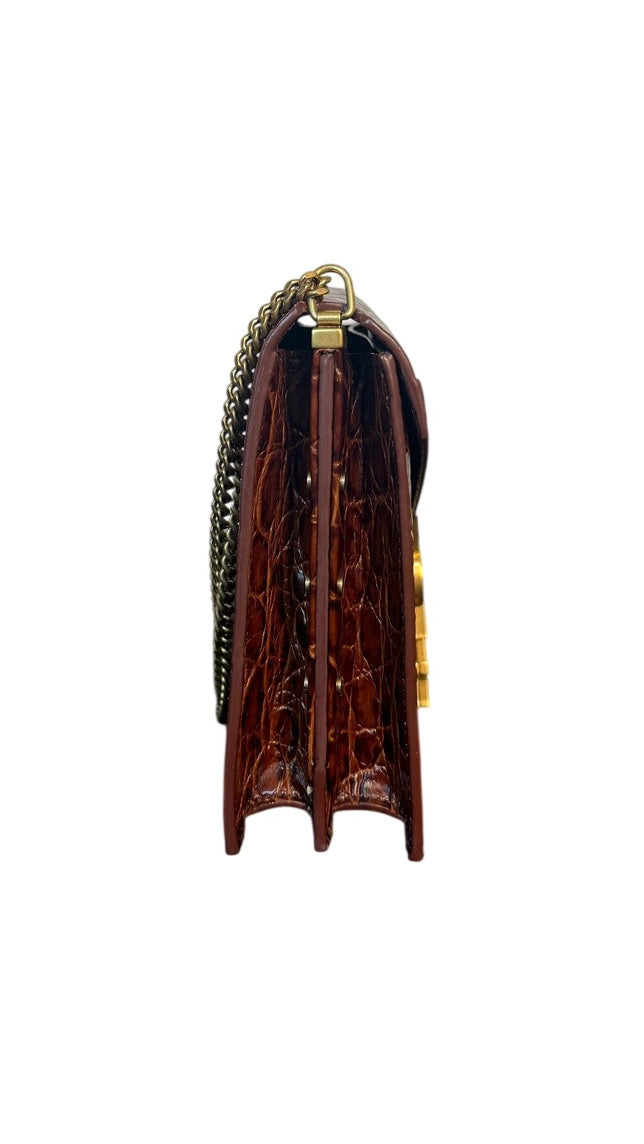 Saint Laurent Crocodile-Embossed Kate Chain Clutch