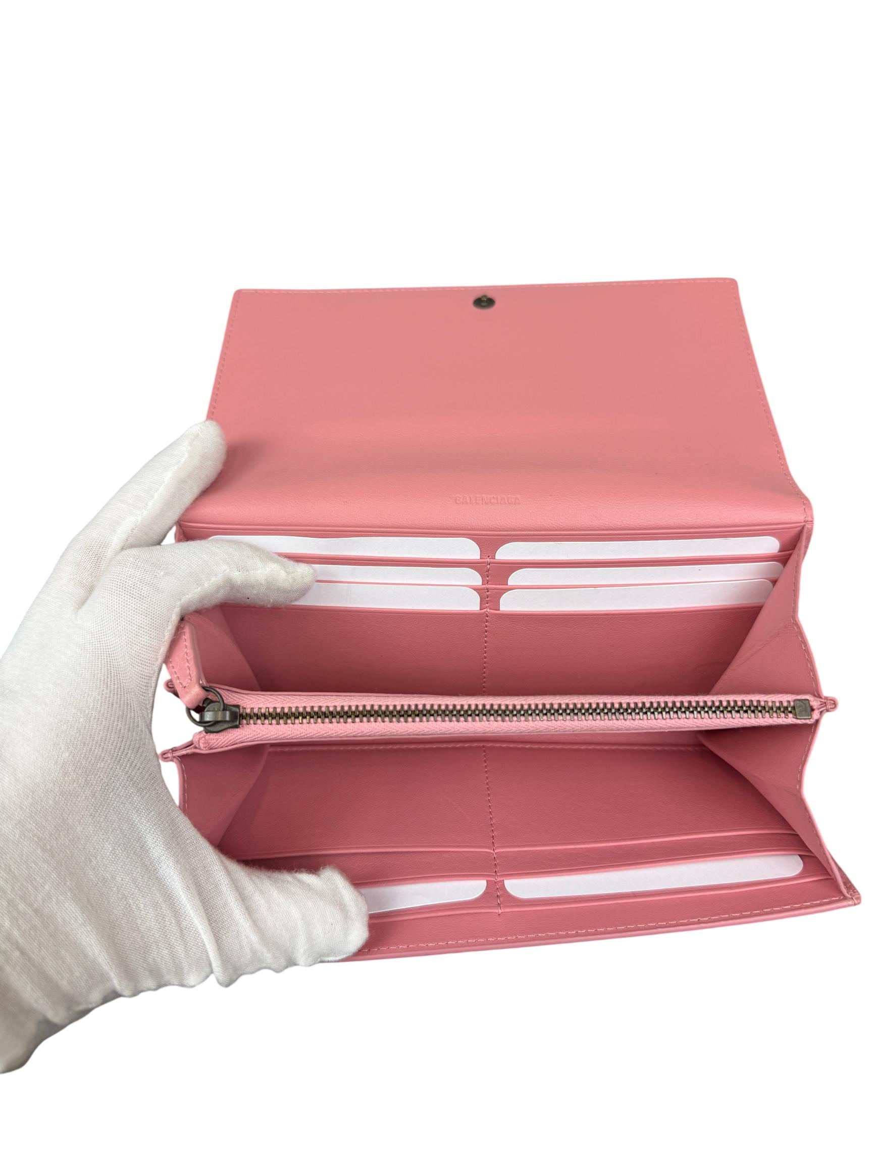 Balenciaga Le City Charm Textured Leather Long Wallet