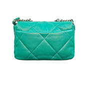 Chanel 19 Green Lambskin Small Flap Bag with Multi-Tone Chain