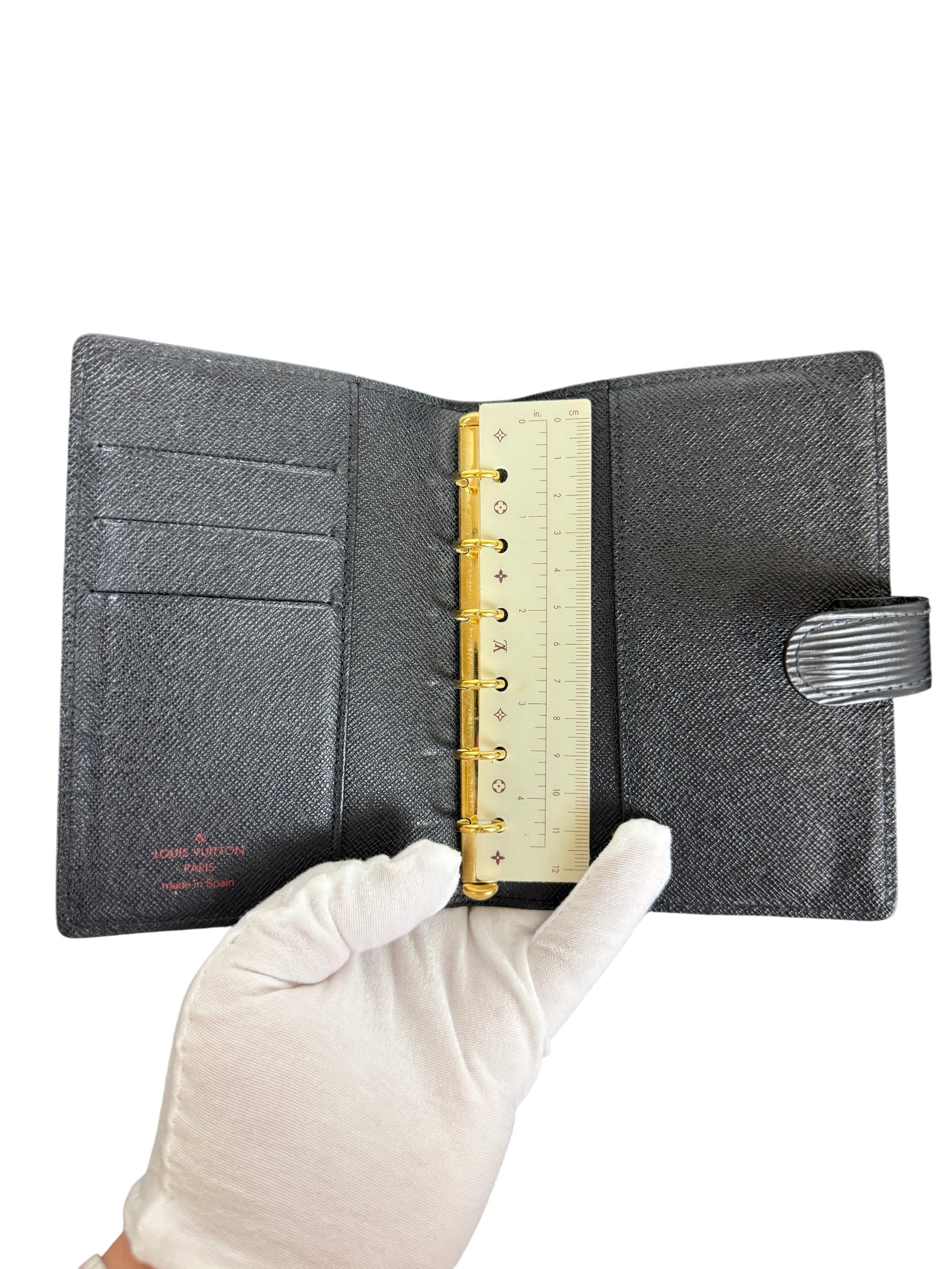 Louis Vuitton Black Leather Agenda Functionnel MM Organizer