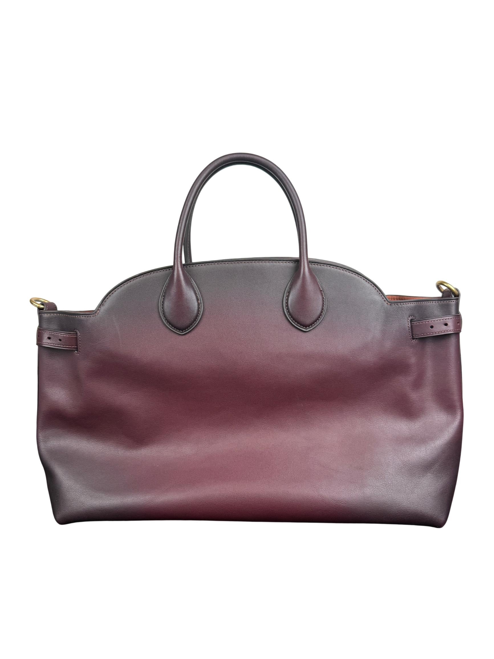 Coach Empire Carryall Bag 40 Merlot Natural Grain Leather Handbag