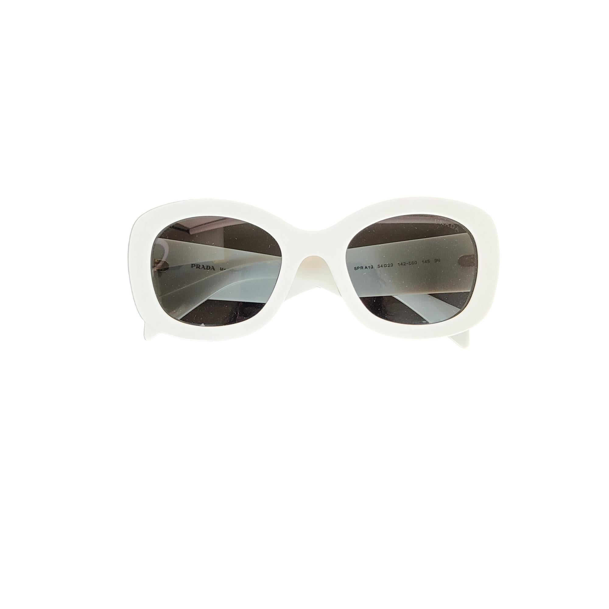 Prada White Oval Sunglasses