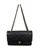 Chanel Medium Classic Flap Bag Black Caviar Leather with Gold Chain