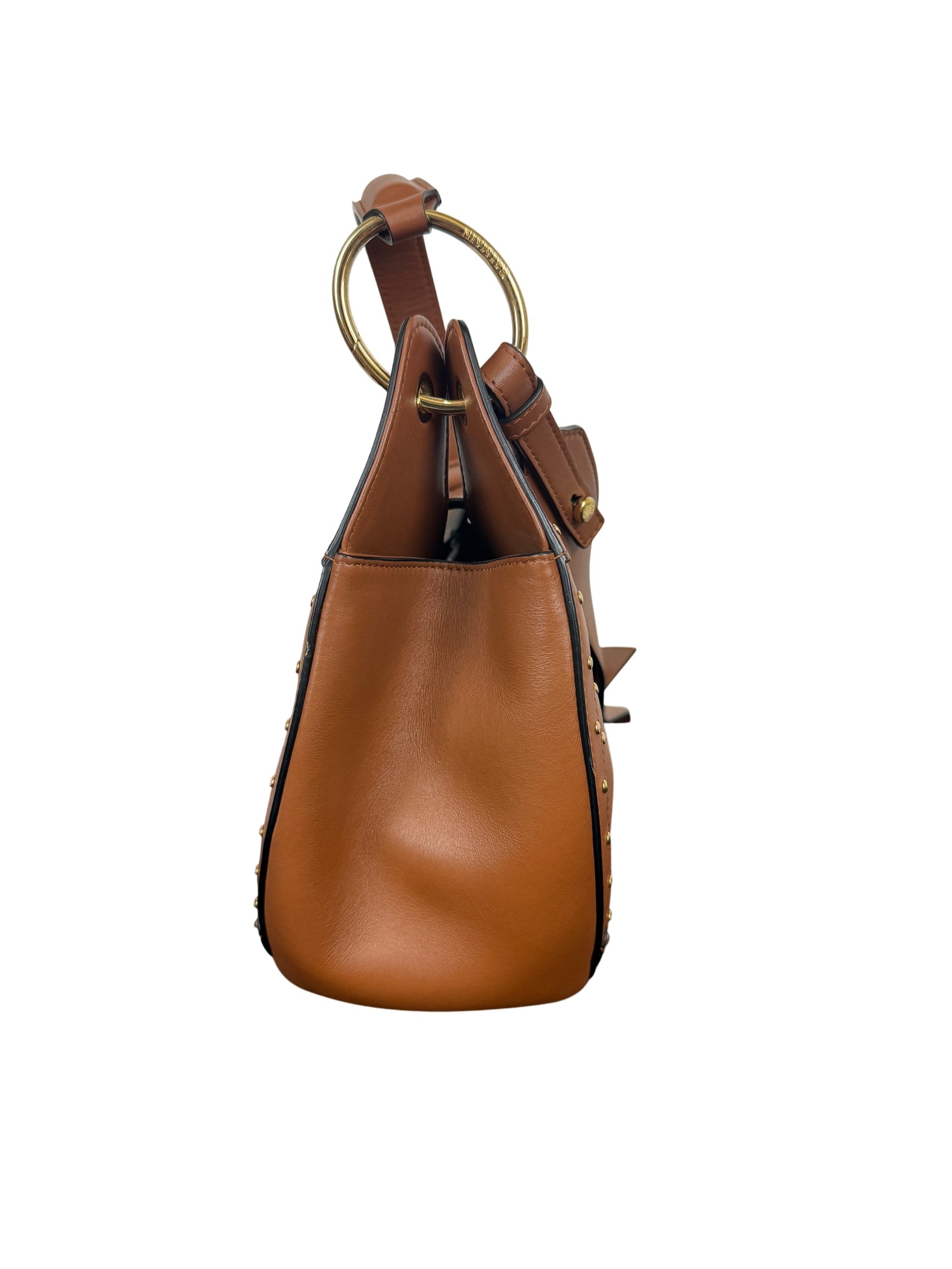 Balmain Domaine Full Moon Studded Brown Leather Bag